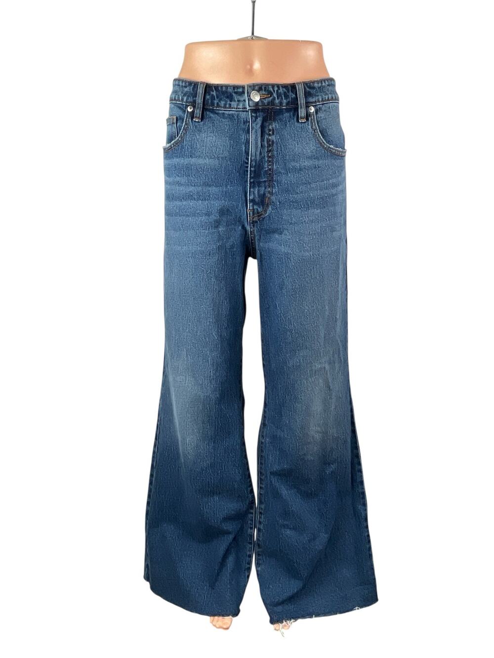 Free Assembly Women's Blue High Rise Wide Leg Baggy Palazzo Denim Jeans Size 35